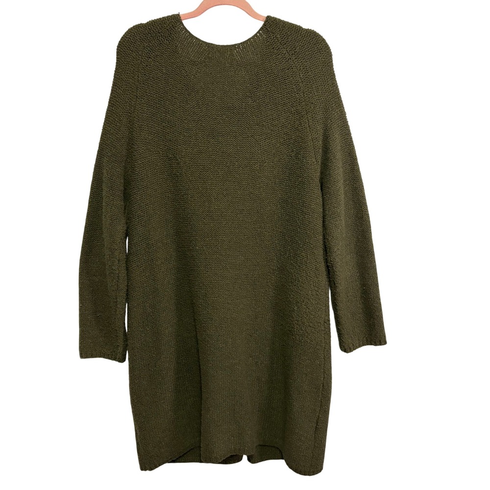 Coldwater Creek Olive Green Longline Cardigan Sweater Plus 1X Button Front Mossy - Picture 6 of 10